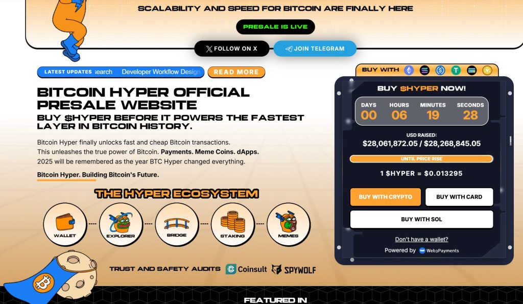 واجهة اكتتاب عملة بيتكوين هايبر (Bitcoin Hyper) وأبرز البيانات المتعلقة به