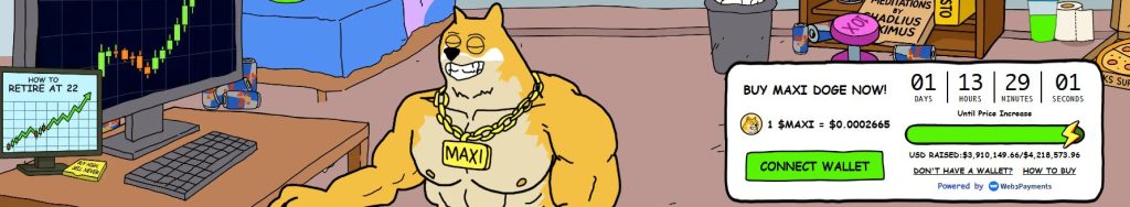 واجهة اكتتاب عملة ماكسي دوج (Maxi Doge) وأبرز البيانات المتعلقة به