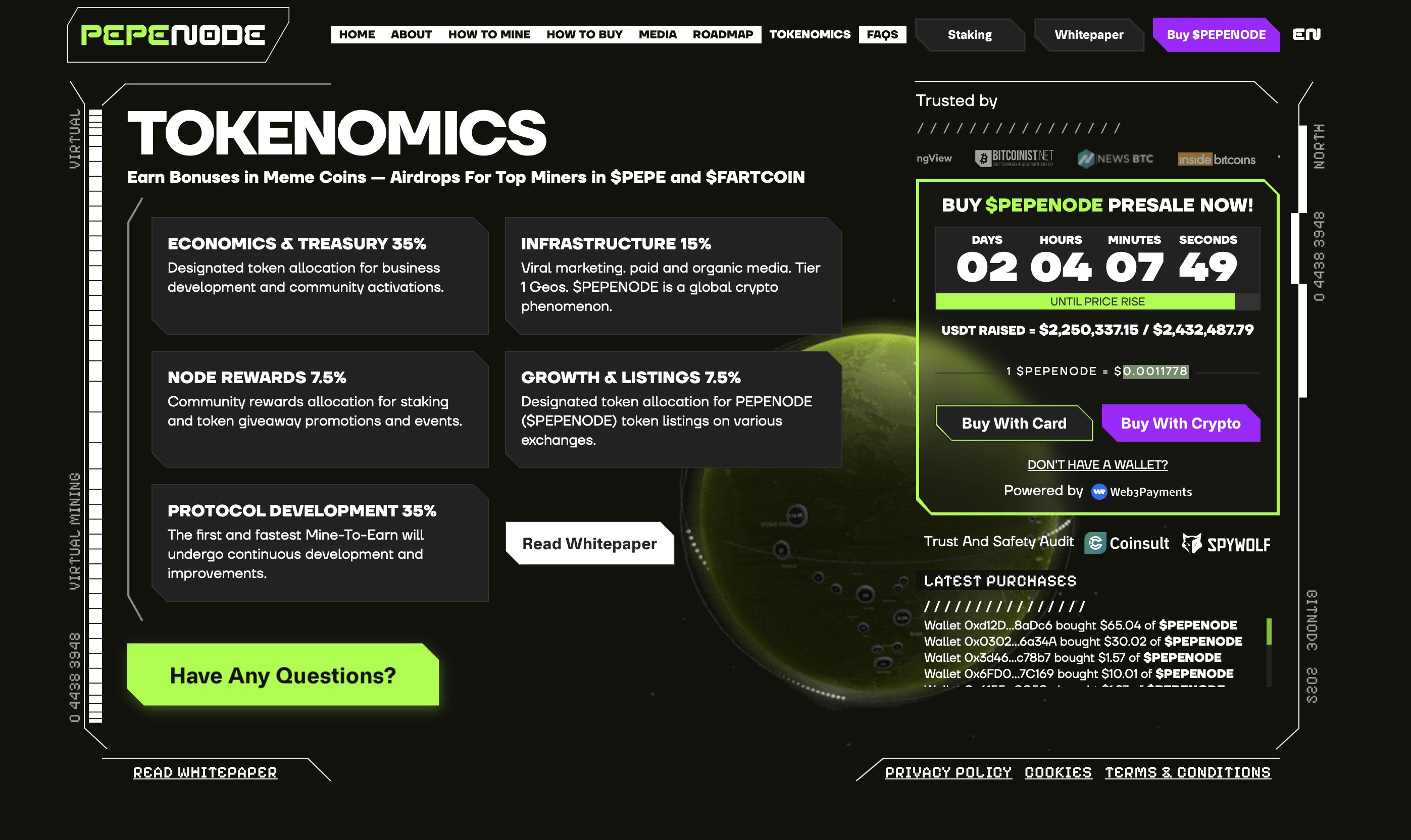 PEPENODE website - next altcoin to turn $100 into $10,000.