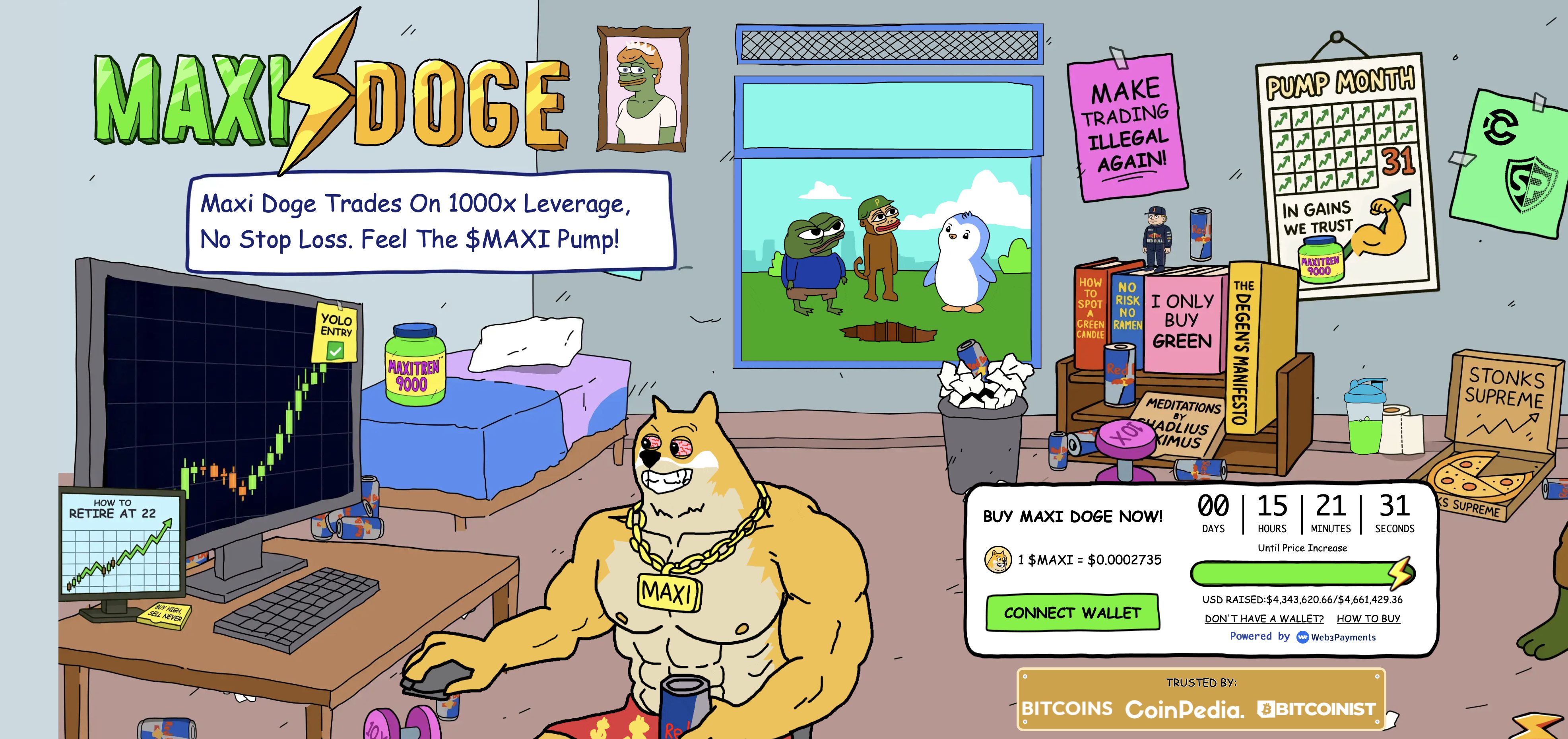 Maxi Doge website - best meme coin to buy.