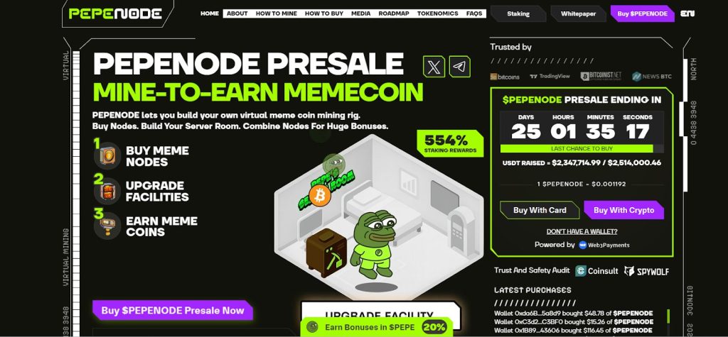 واجهة اكتتاب عملة بيبي نود (PepeNode) ولمحة على المشروع