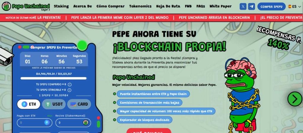 El token meme $PEPU est&aacute; muy cerca de llegar a los 15 millones de d&oacute;lares de recaudaci&oacute;n