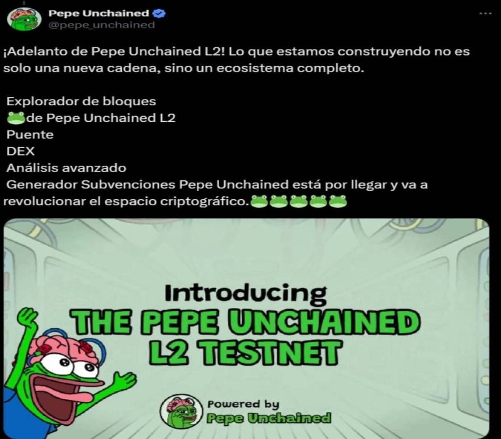 ¡Adelanto de Pepe Unchained L2! Lo que estamos construyendo no es solo una nueva cadena, sino un ecosistema completo.