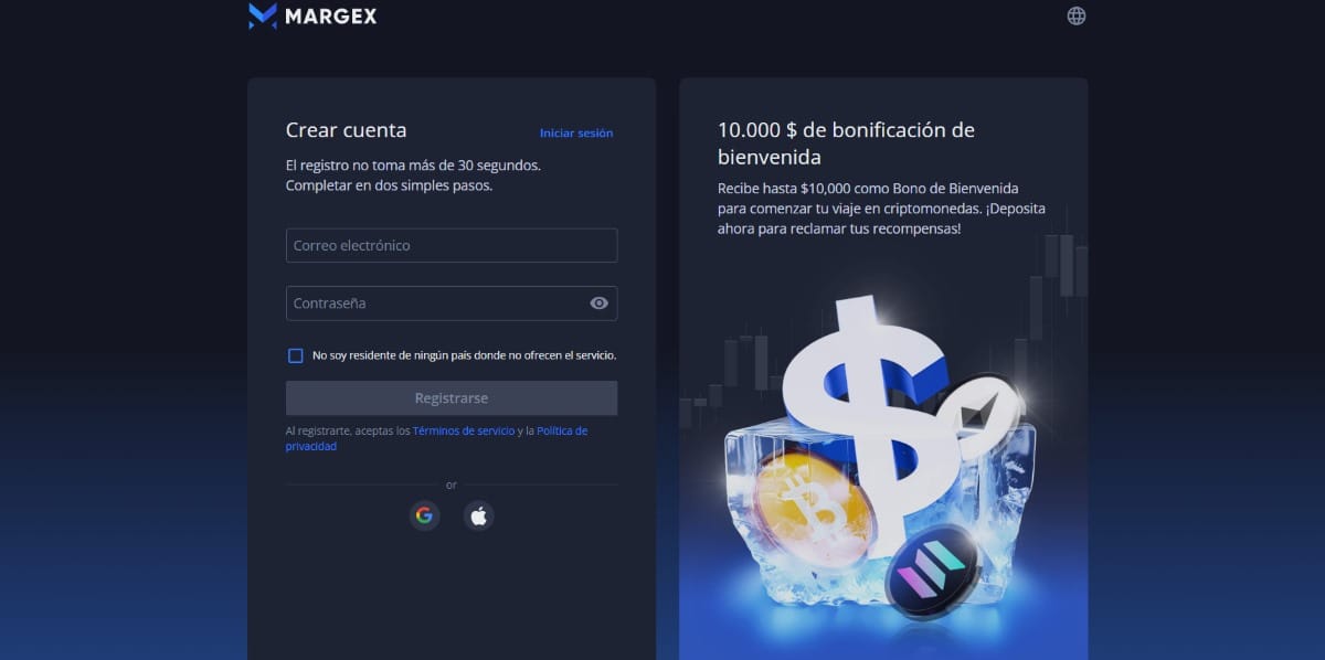 Abre tu cuenta en Margex en menos de 1 minuto