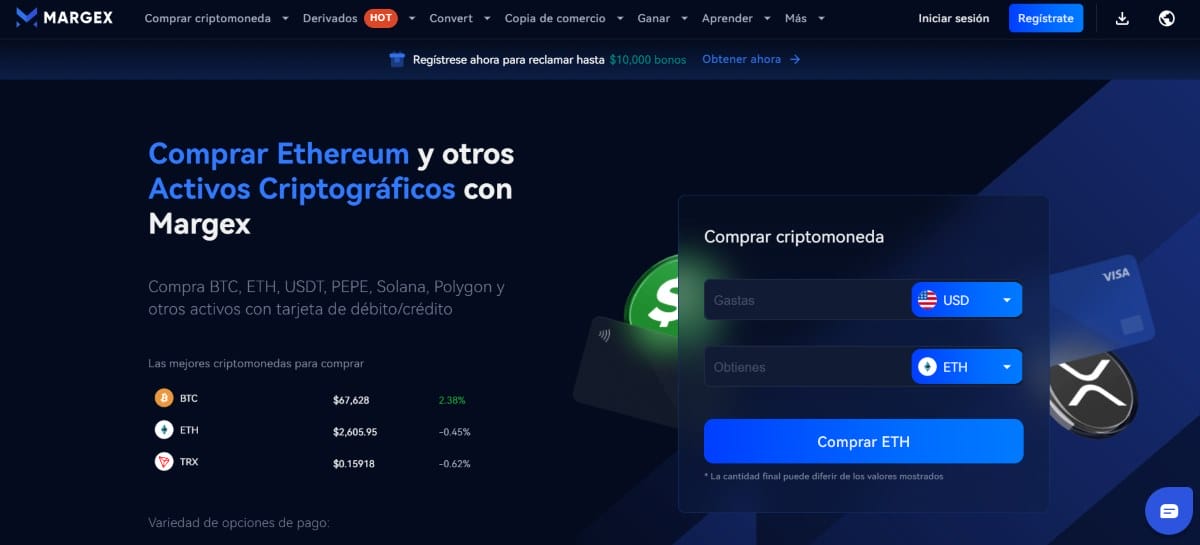 En Margex podr&aacute;s comprar diferentes activos criptogr&aacute;ficos