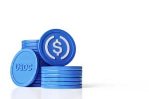 Moeda com o logo da USDC