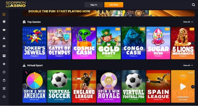 Jogos do Scorpion Casino