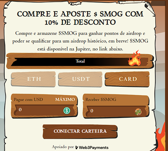 Troca de tokens em criptomoedas Smog