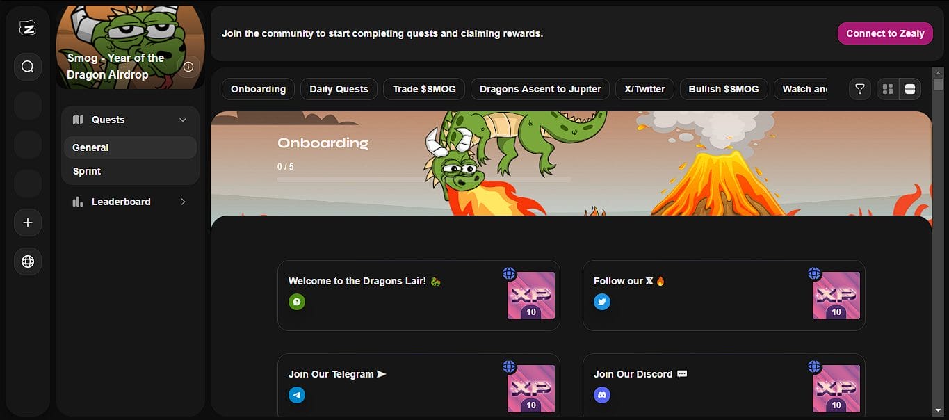 Cadastro no Zealy para participação no airdrop