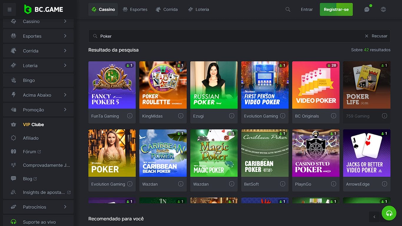 Poker Casino: Conheça a BC.Game