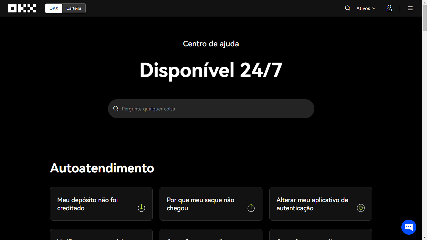 Atendimento ao cliente da OKX Exchange