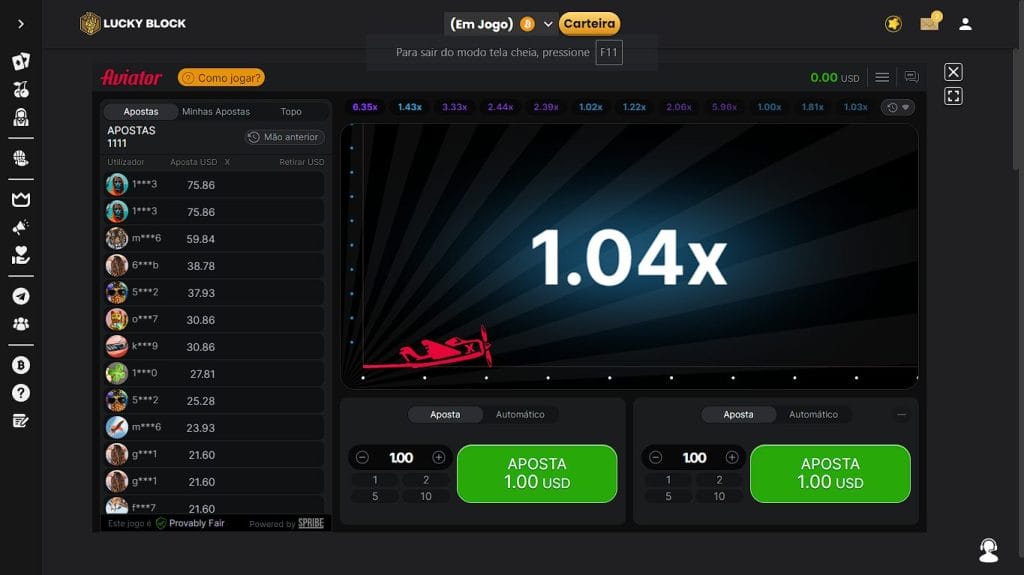 Jogar Aviator no Lucky Block
