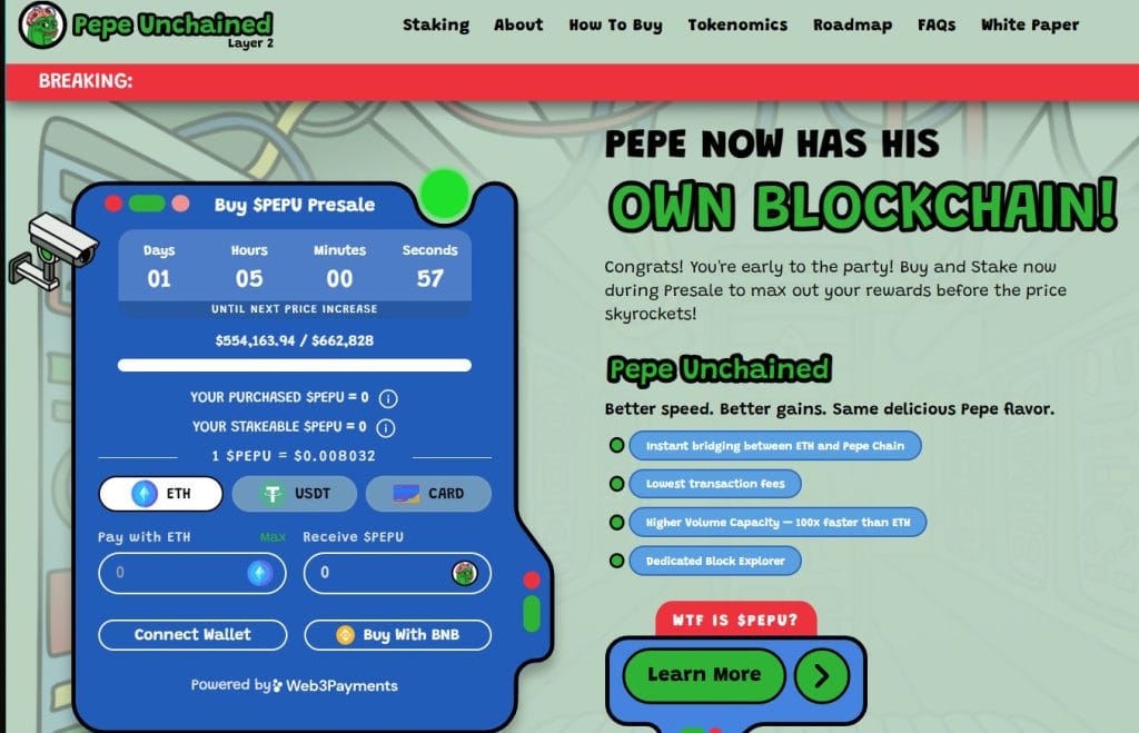 Pepe Unchained chega a $550 mil arrecadados