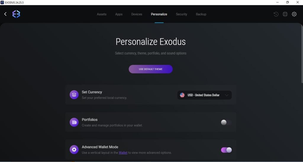 Design da carteira de criptomoedas