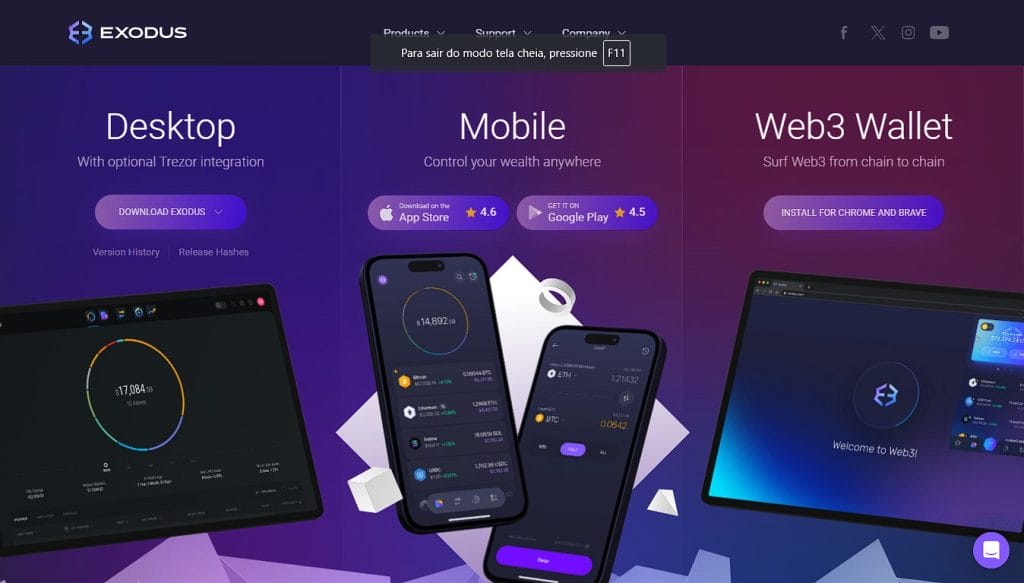 Passo a passo para configurar a carteira Exodus