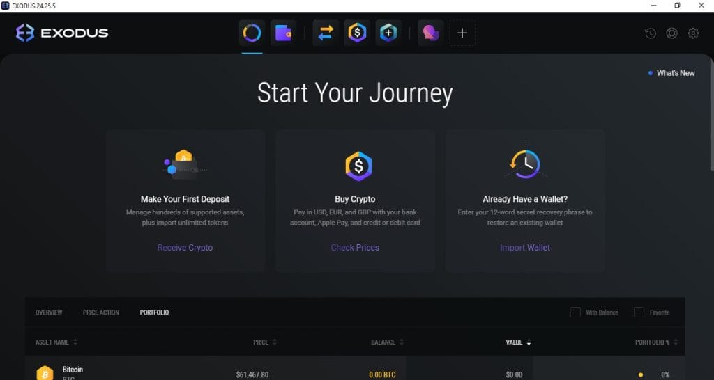 Acesse o aplicativo Exodus desktop
