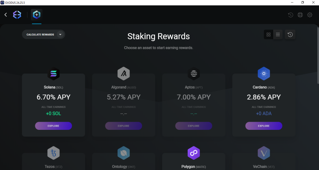 Staking na Carteira Exodus