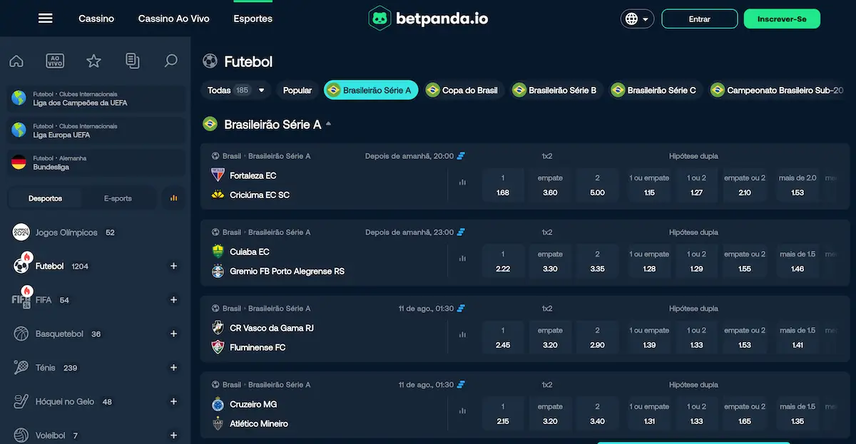 Apostas Futebol na casa Betpanda
