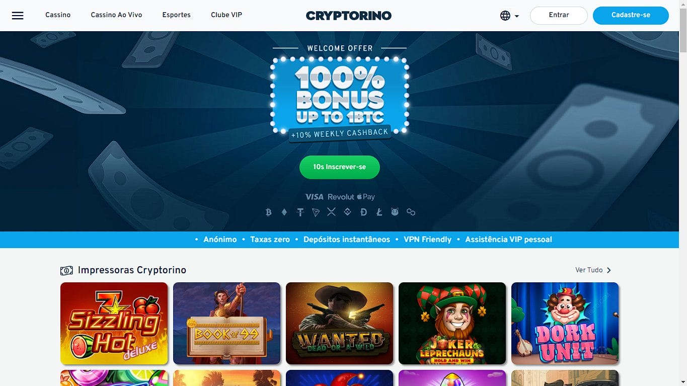 Análise completa do Cryptorino: conheça as ofertas, jogos e métodos de pagamento