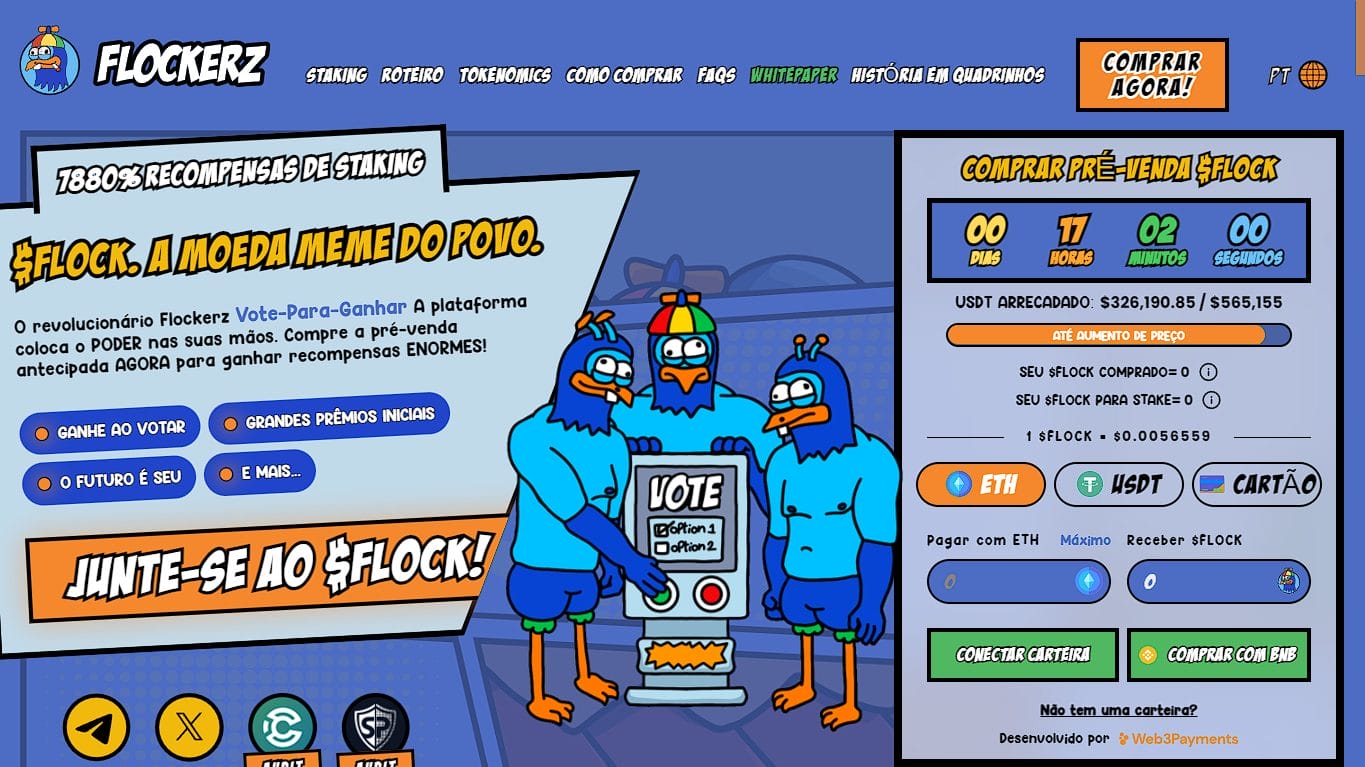 Troque criptomoedas USDT ou ETH por $FLOCK na página da pré-venda
