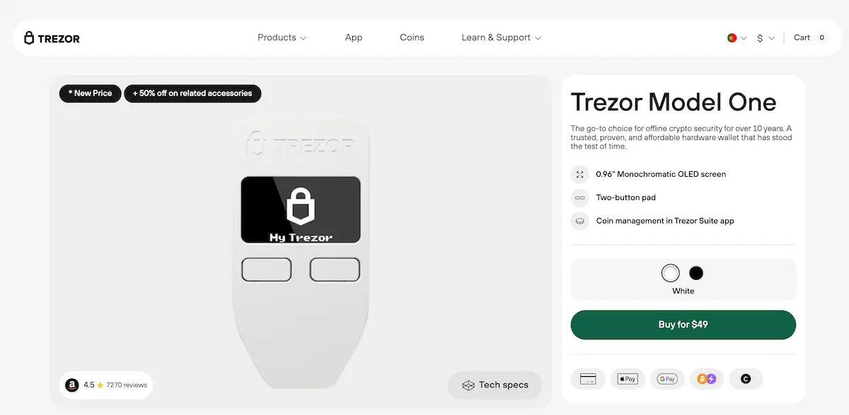 Melhor cold wallet bitcoin Trezor One