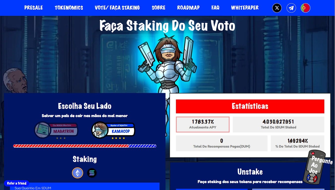 Alto APY de staking com FreeDum Fighters