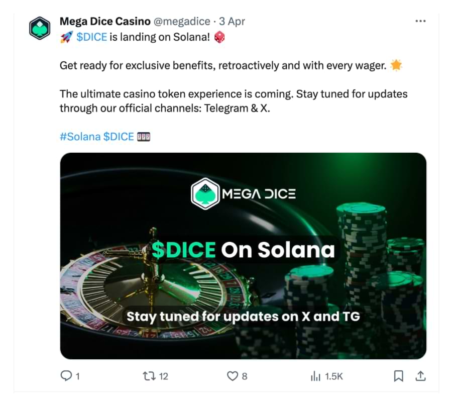 Nya Solana GambleFi Token Mega Dice samlar in $300,000+ i sin krypto presale