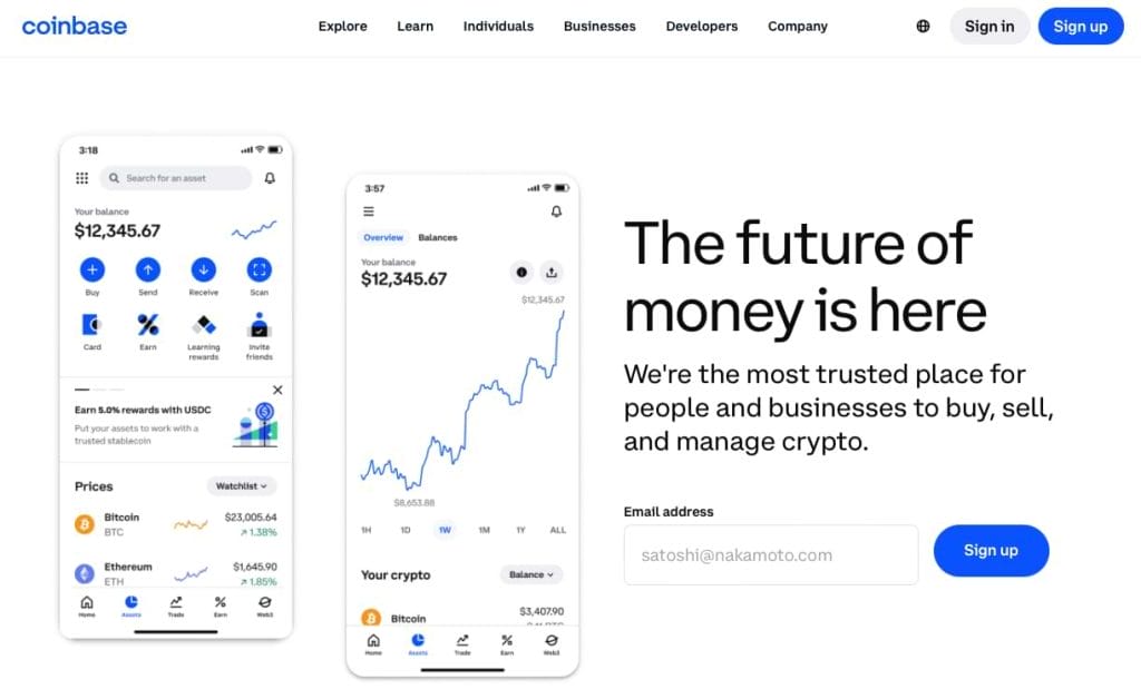 coinbase kryptobörs hemsida