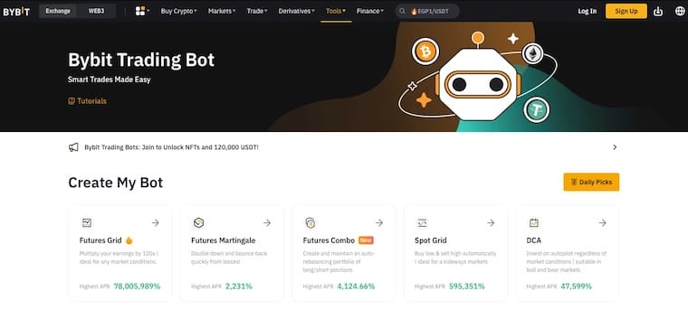 ByBit kryptobörs hemsida