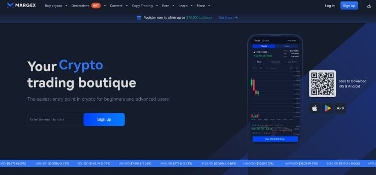 Margex kryptoplånbok hemsida