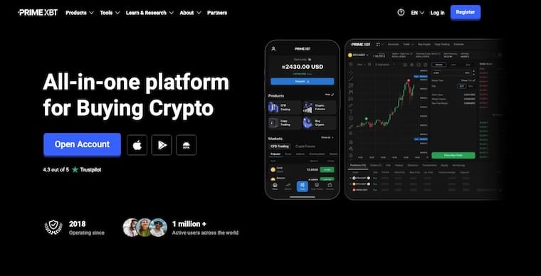 Prime XBT krypto hemsida