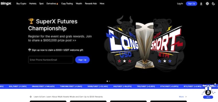 Bingx krypto hemsida