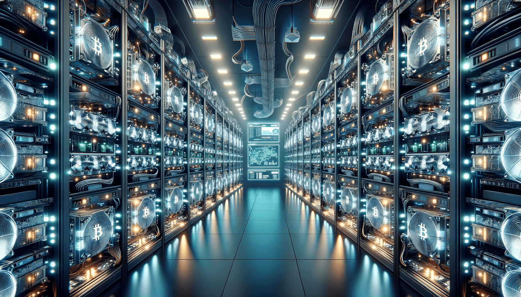 høyteknologisk scene med fokus på Bitcoin mining
