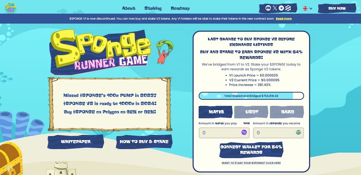 Sponge v2 proof of stake coin