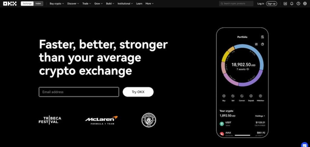 OKX Norge anmeldelse med nettside for kjøp av digitale mynter