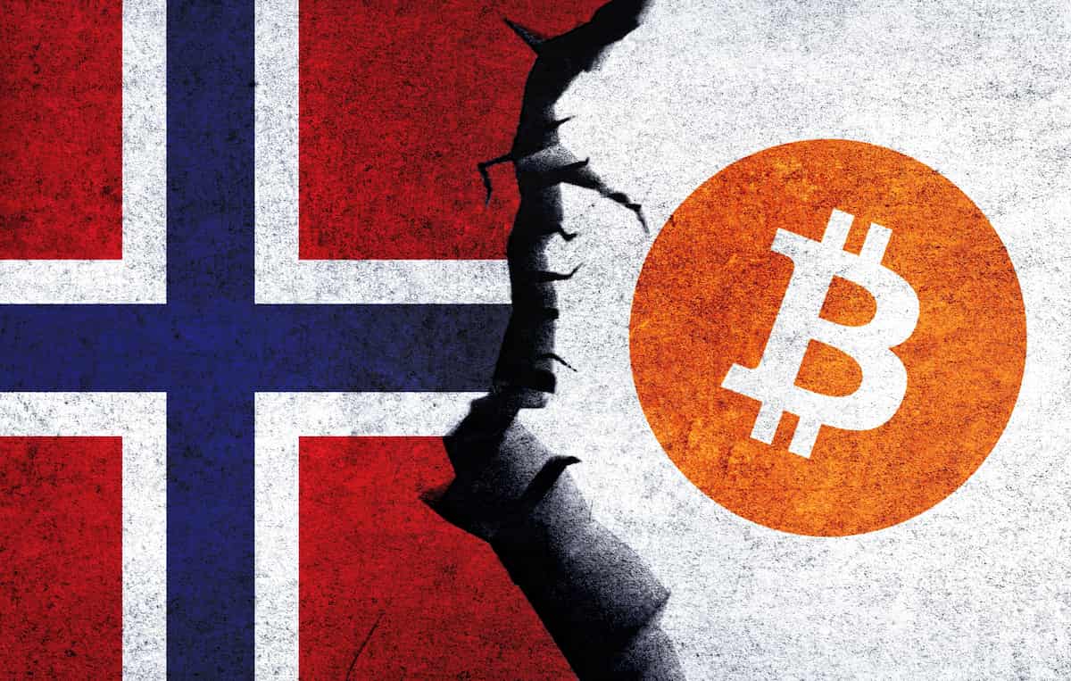 Er Bitcoin lovlig i Norge, bitcoin mynt med norsk flagg