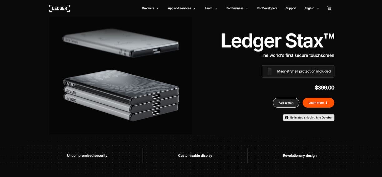 Ledger stax design skjerm