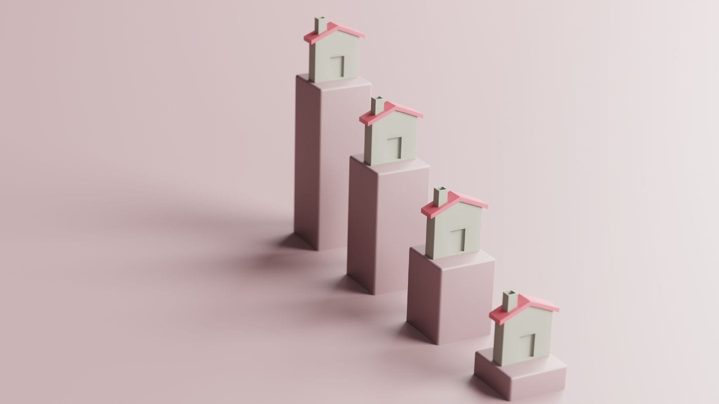 Asuntojen hinnat ovat laskussa. Kuvituskuvassa pieniä asuntoja.