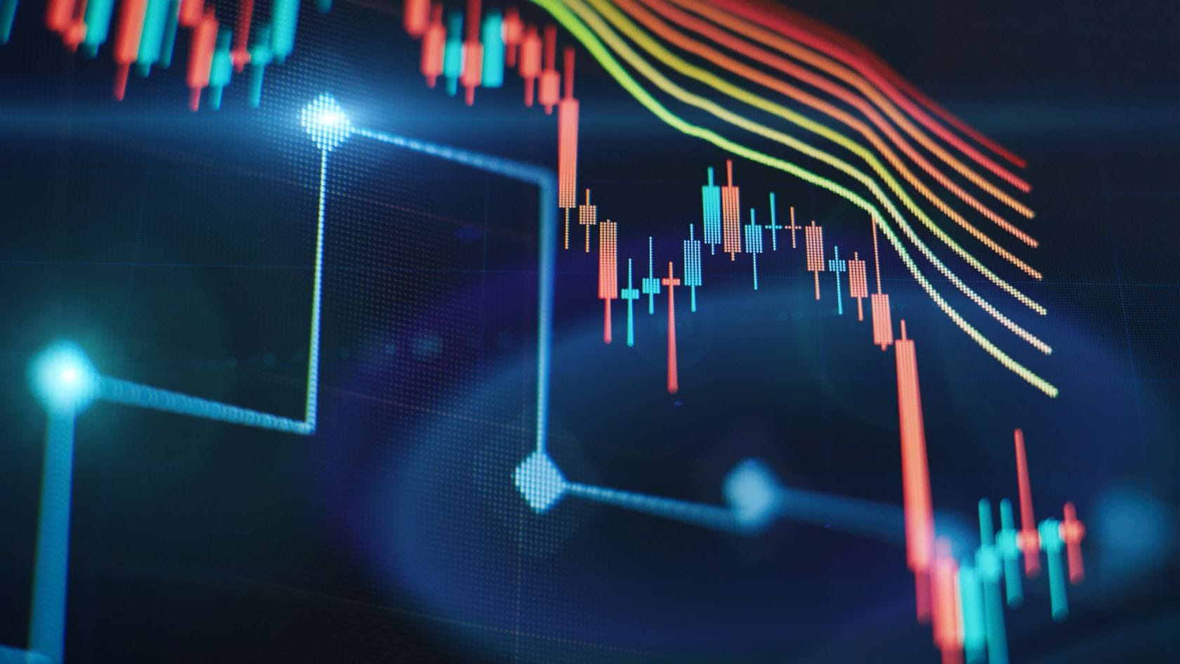 BUIDL-rahasto sai lentävän lähdön. kuvituskuvassa pörssikäyriä.