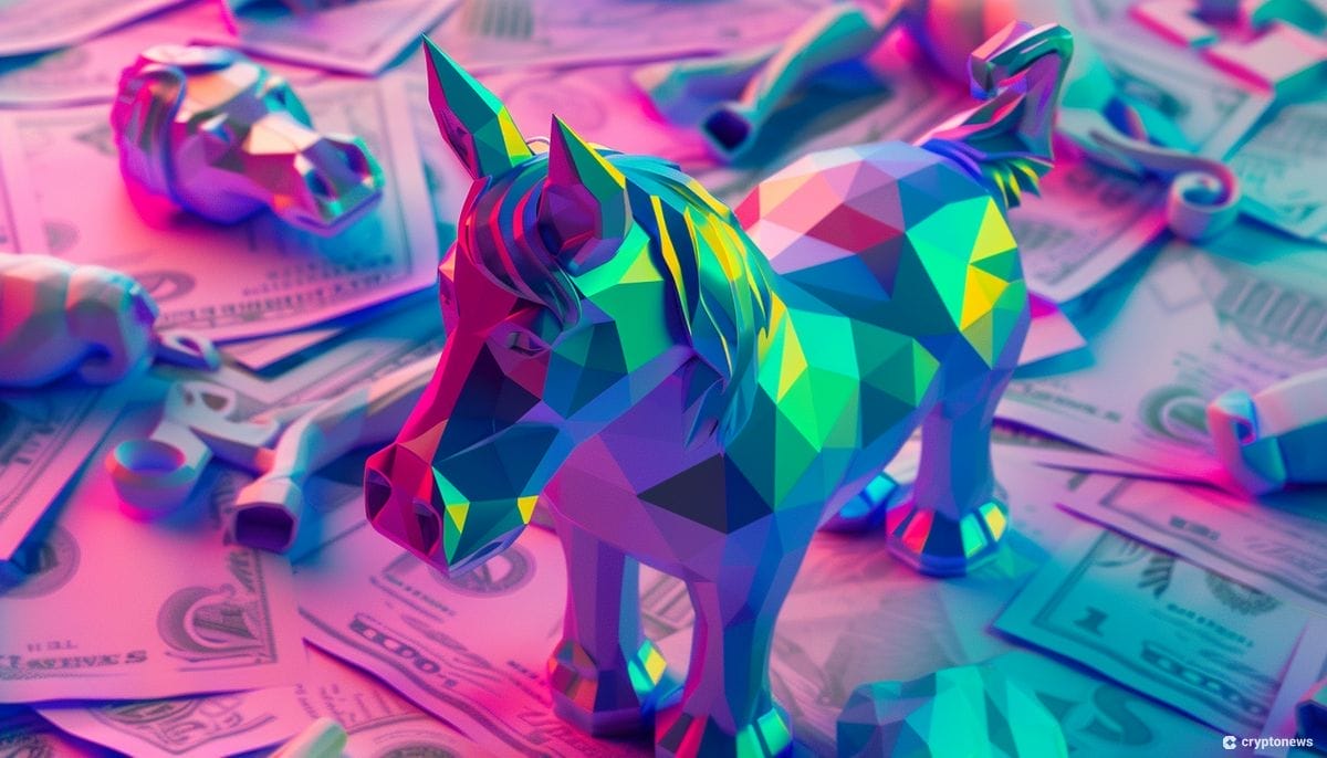 Uniswap ylitti 2 biljoonan rajan. Kuvituskuvassa yksisarvinen ja rahaa.