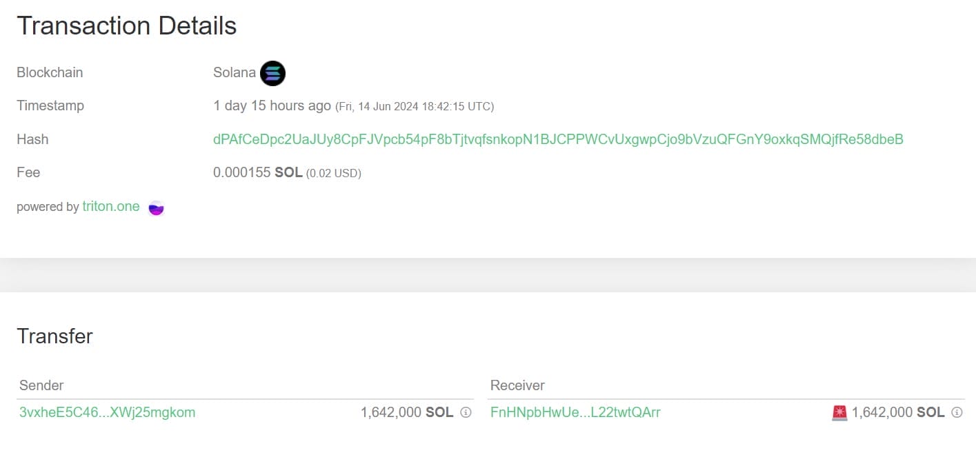 Solana valas siirto 17.6.2024