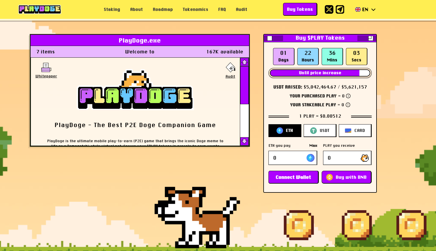 playdoge play to earn pelin kotisivu grafiikka