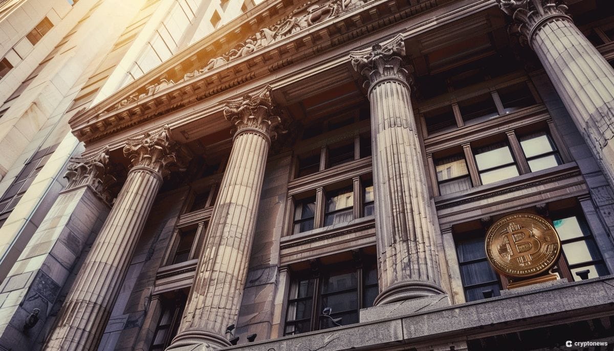 Baselin komitea kuvituskuvassa pankkirakennus.