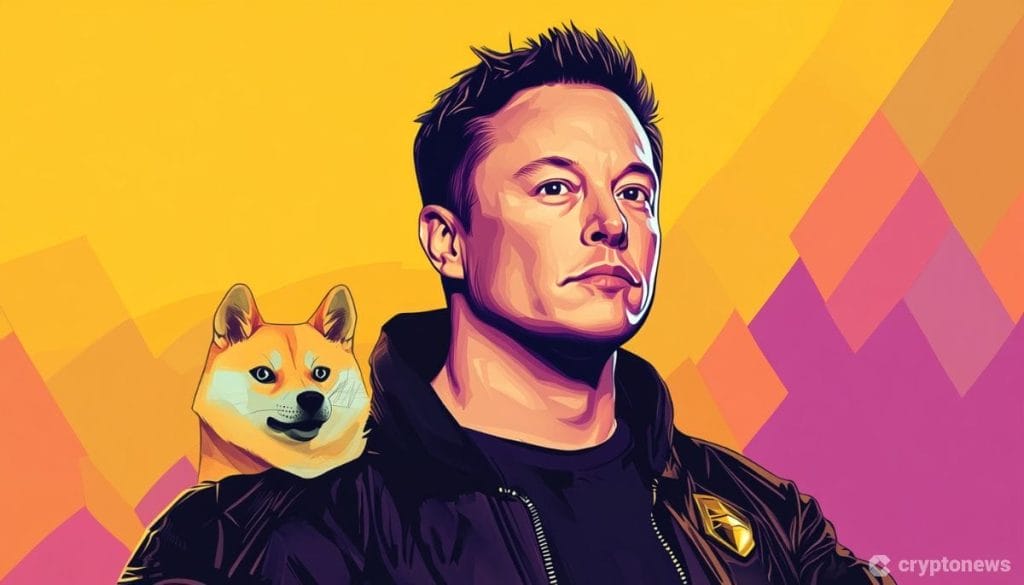 Dogecoin-koira ja Elon Musk.