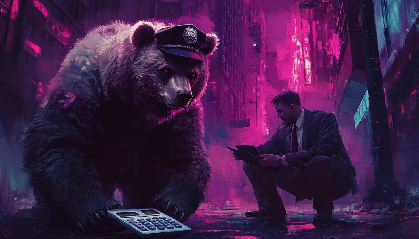 kryptovaluuttojen verotus suomessa grafiikka verokarhu ja liikemies