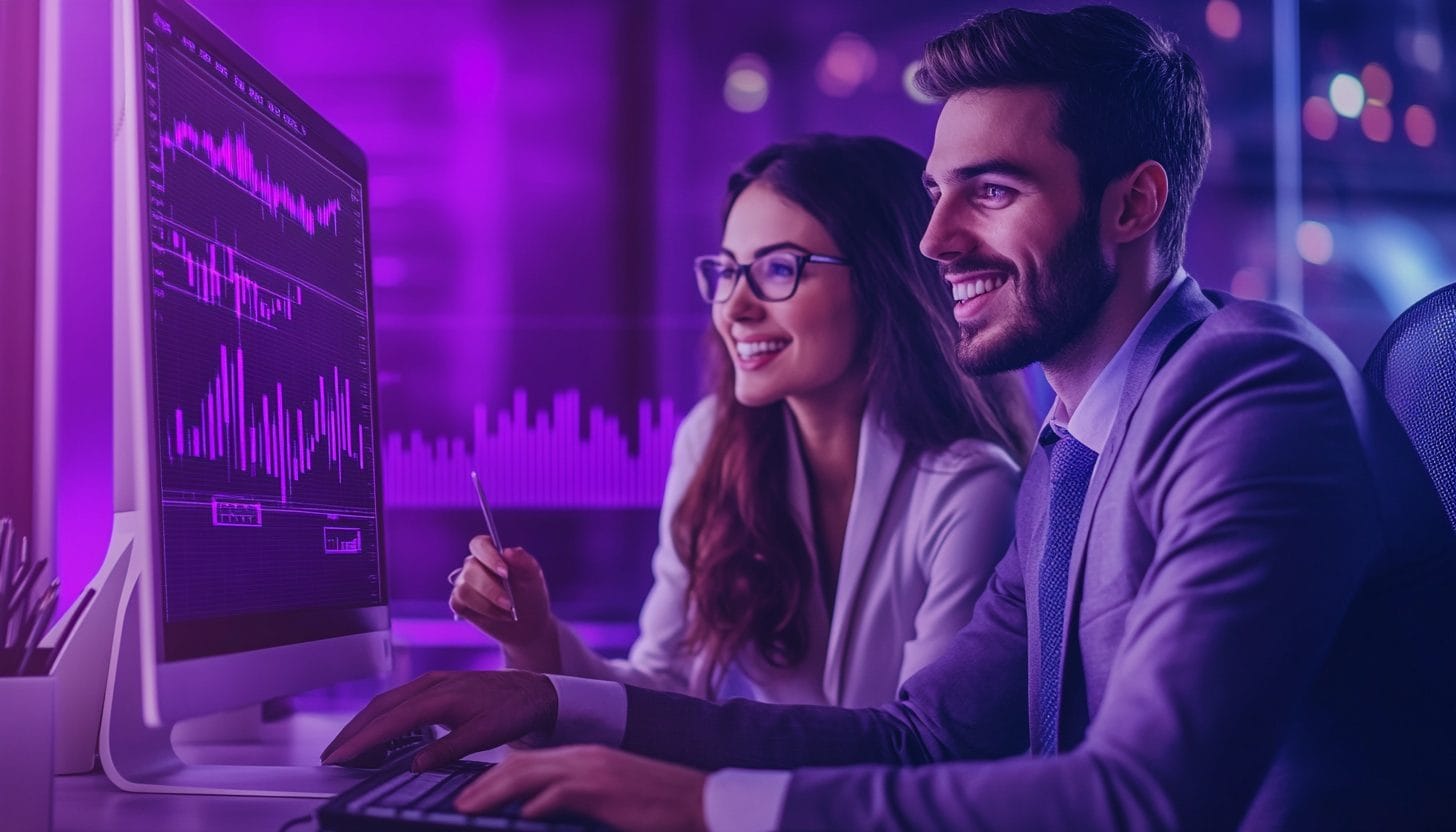 mies ja nainen katselemassa osinkoja