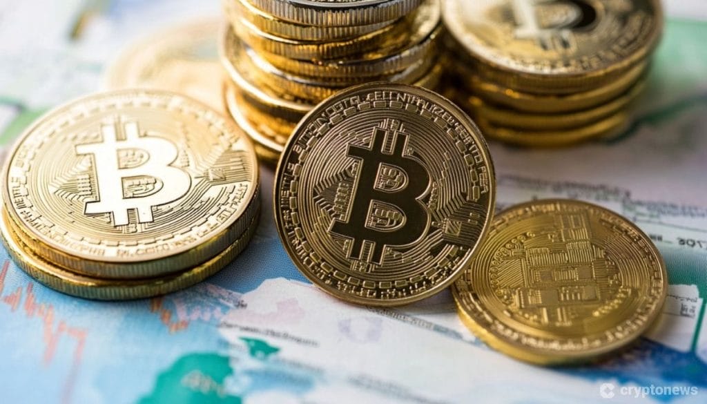 Brics maat jutun kuvituskuvassa bitcoin-kolikoita.