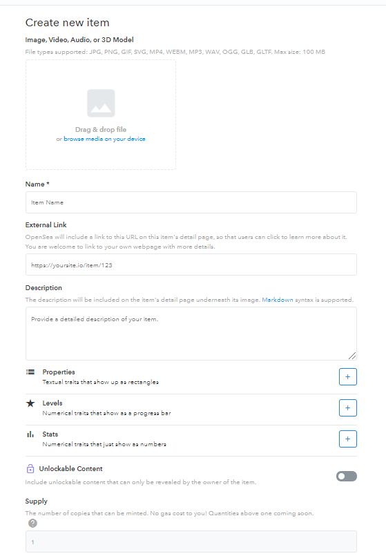 오픈씨 nft만들기