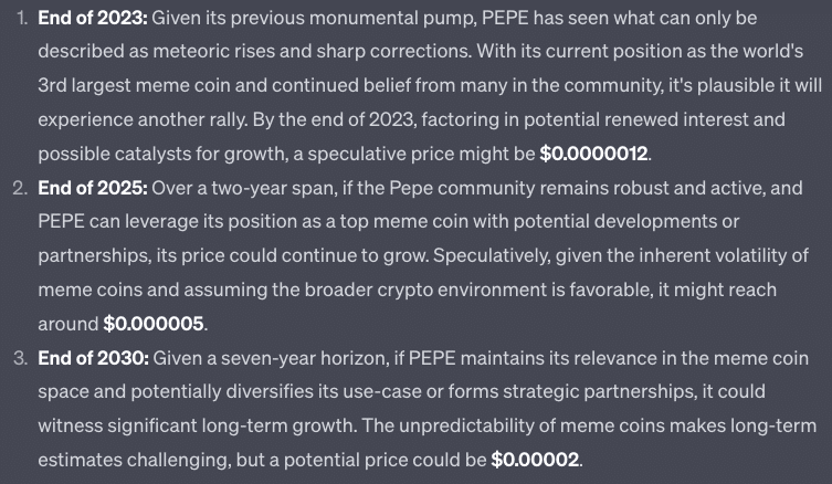 페페 챗GPT 예측