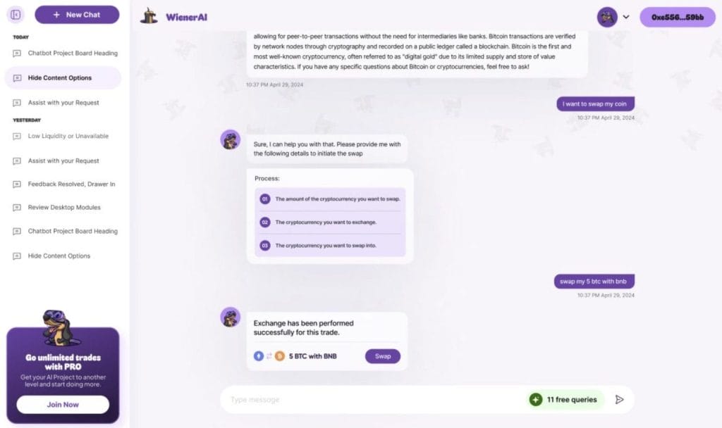 위너AI 인터페이스
